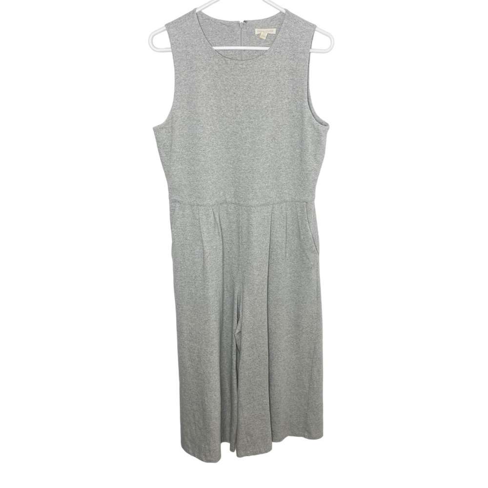 Eileen Fisher gray knit jumpsuit wide leg size small EUC k
